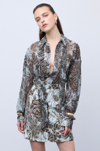 Mosaic Silver Anthesis Mini Skirt